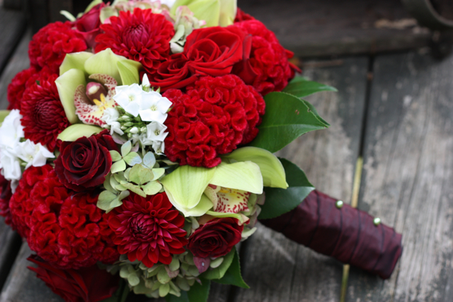 The bridal bouquet was created