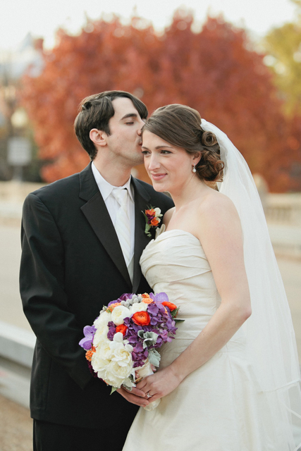 Orange Purple and White Wedding Flowers Chelsea and Damien