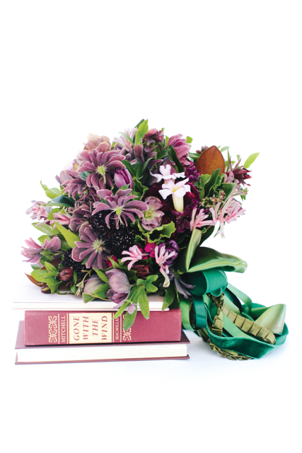 bouquets, purple, Scarlett O'Hara, Southern Weddings, wedding, flowers, hand tied bouquet