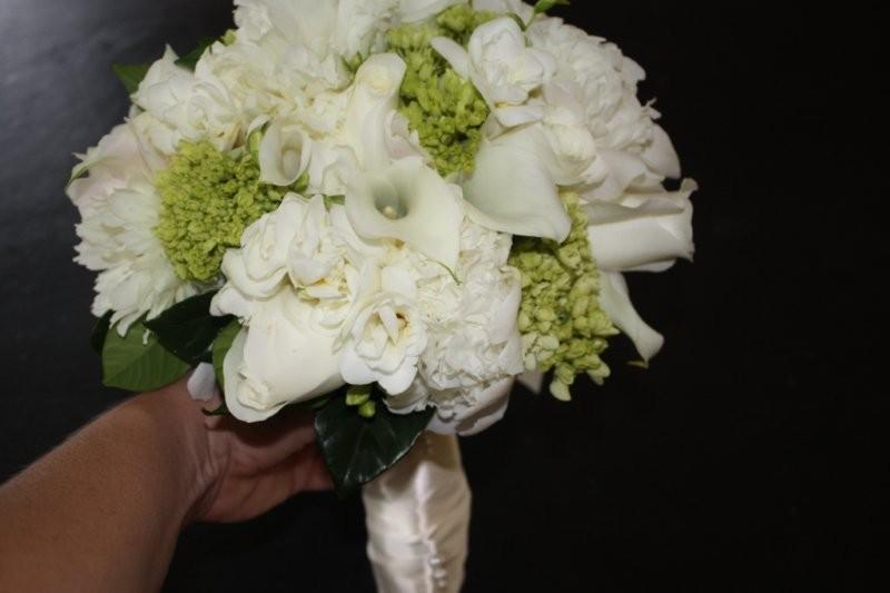 green hydrangea, peonies, calla lilies, roses