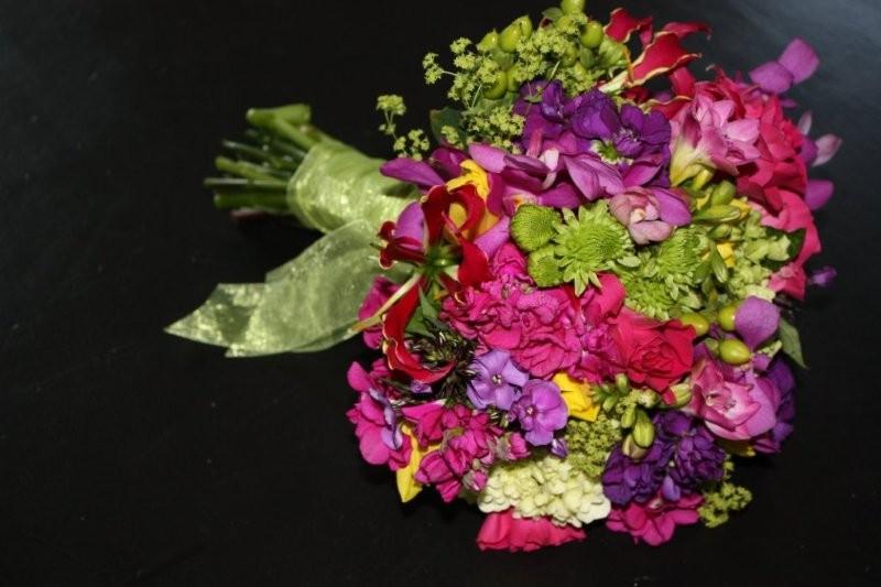 Phlox, Hydrangea, button Mums, Tulips, Stock, Gloriosa lily, Spray Roses, Stock