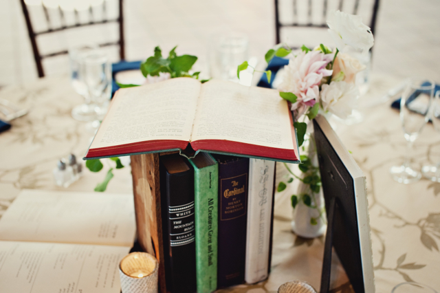 library themed wedding, whitehall manor