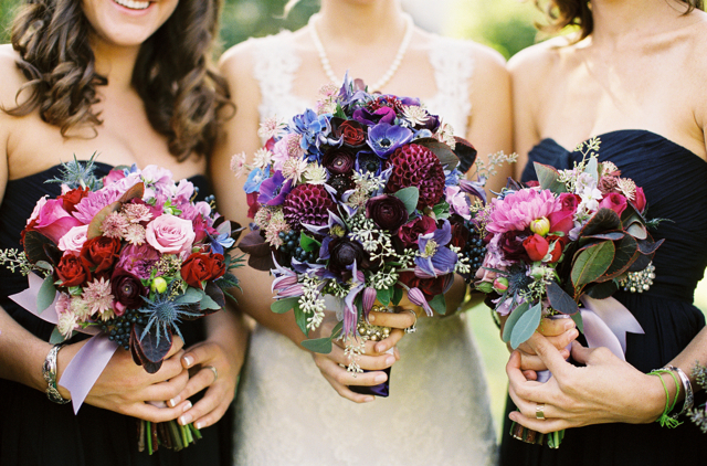 cascading bridal bouquet, blue wedding flowers, purple wedding flowers, loudoun weddings, holly chapple, middleburg weddings