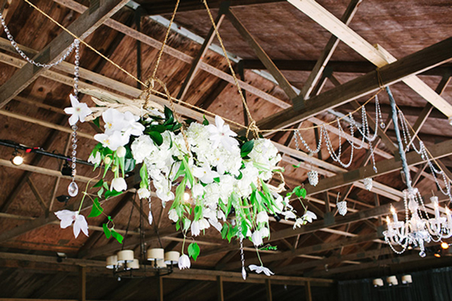 white flowers hanging, white tulips, white clematis