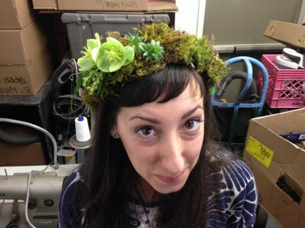 chapel designers conference head wreath of green flowers holly rutt