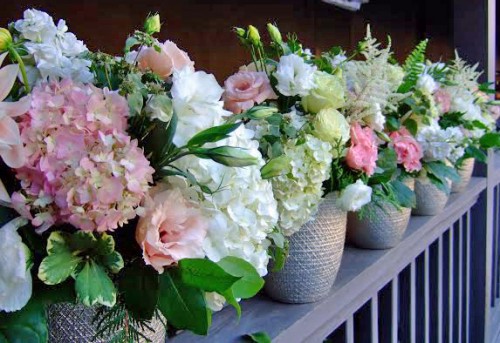 hydrangea lisianthus pink white vasesource calista designs janna avery chapel designers 