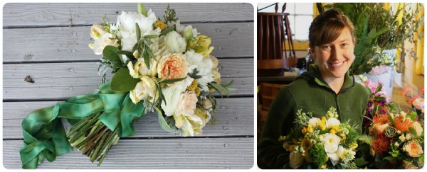 emerald green silk ribbon bouquet faye krause flora organica designs chapel designer