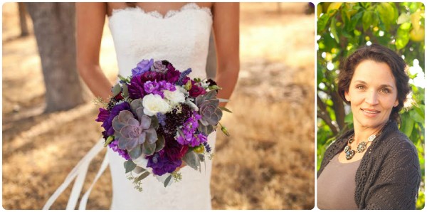 purple succulent bridal bouquet Flowers by Denise Chapel Designer