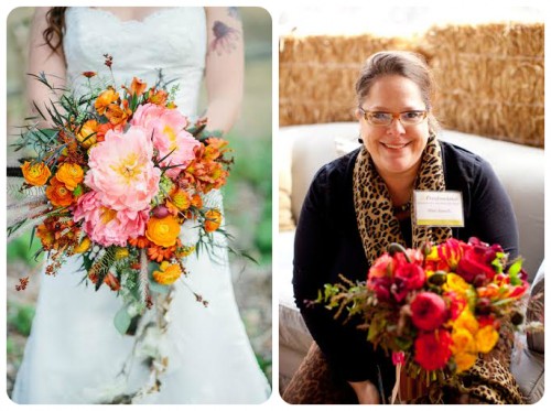 pink and orange bridal bouquet peonies Blumen Meisters Chapel Designer