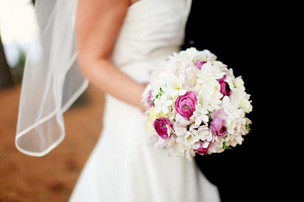 pink ranunculus stephanotis bridal bouquet Sebesta Design