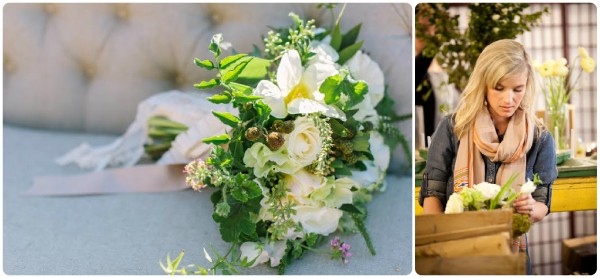 green and whit bridal bouquet Au Courant Chapel Designer 