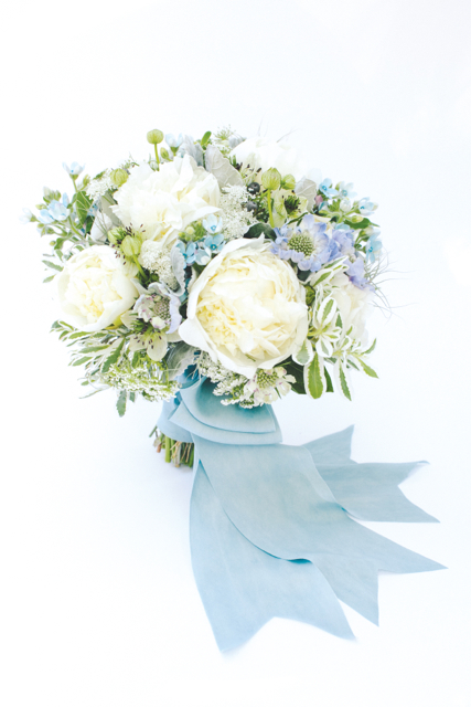 blue, peony, ribbon, Southern Weddings, Holly Chapple, 